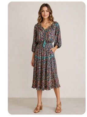 Mosaic vintage georgette dress